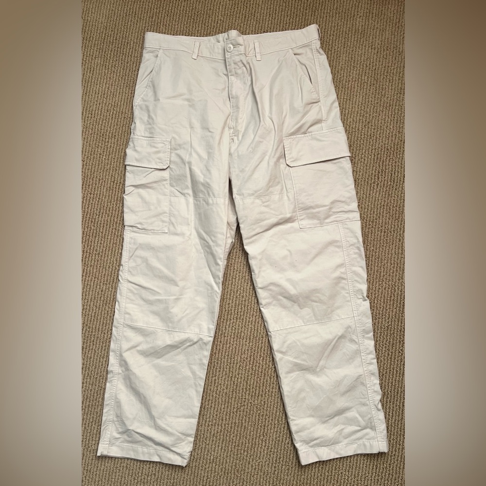 Uniqlo Men's Size XL Cargo Pants 321-461602 Pockets Drawstring Button Fly Baggy